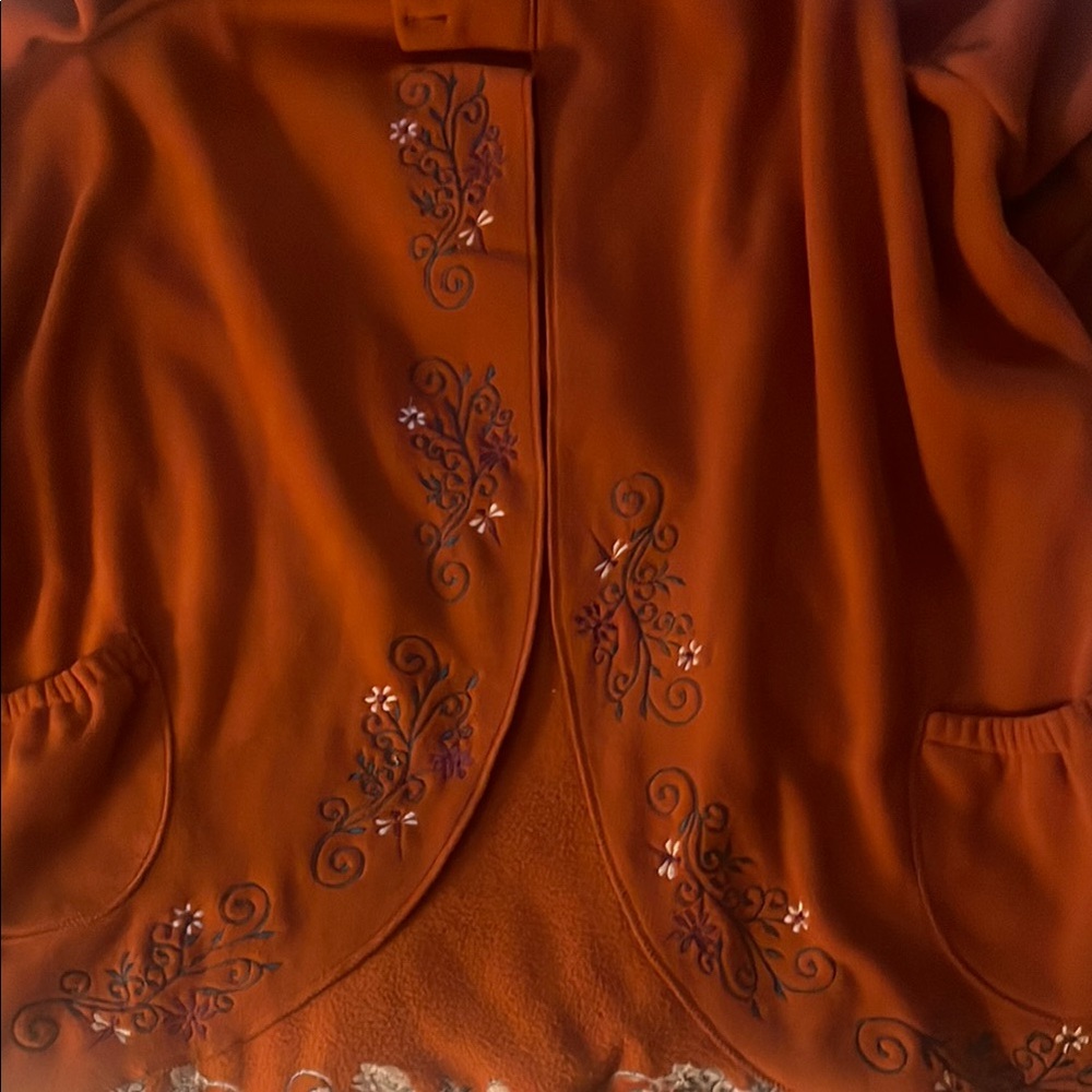 Chic Rust Orange Embroidered Jacket - Picture 4 of 6